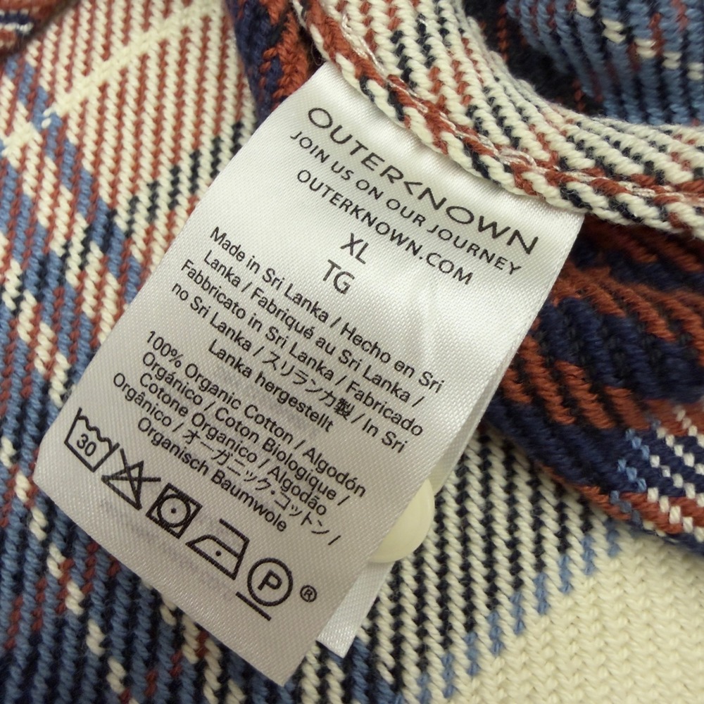 Outerknown Blanket Shirt Mens XL Organic Cotton Plaid Button Down Brown Blue - Picture 5 of 7